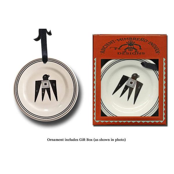 Handmade White & Black Thunderbird Ornament - Authentic Mimbreño Style for Home Decor & Christmas Tree