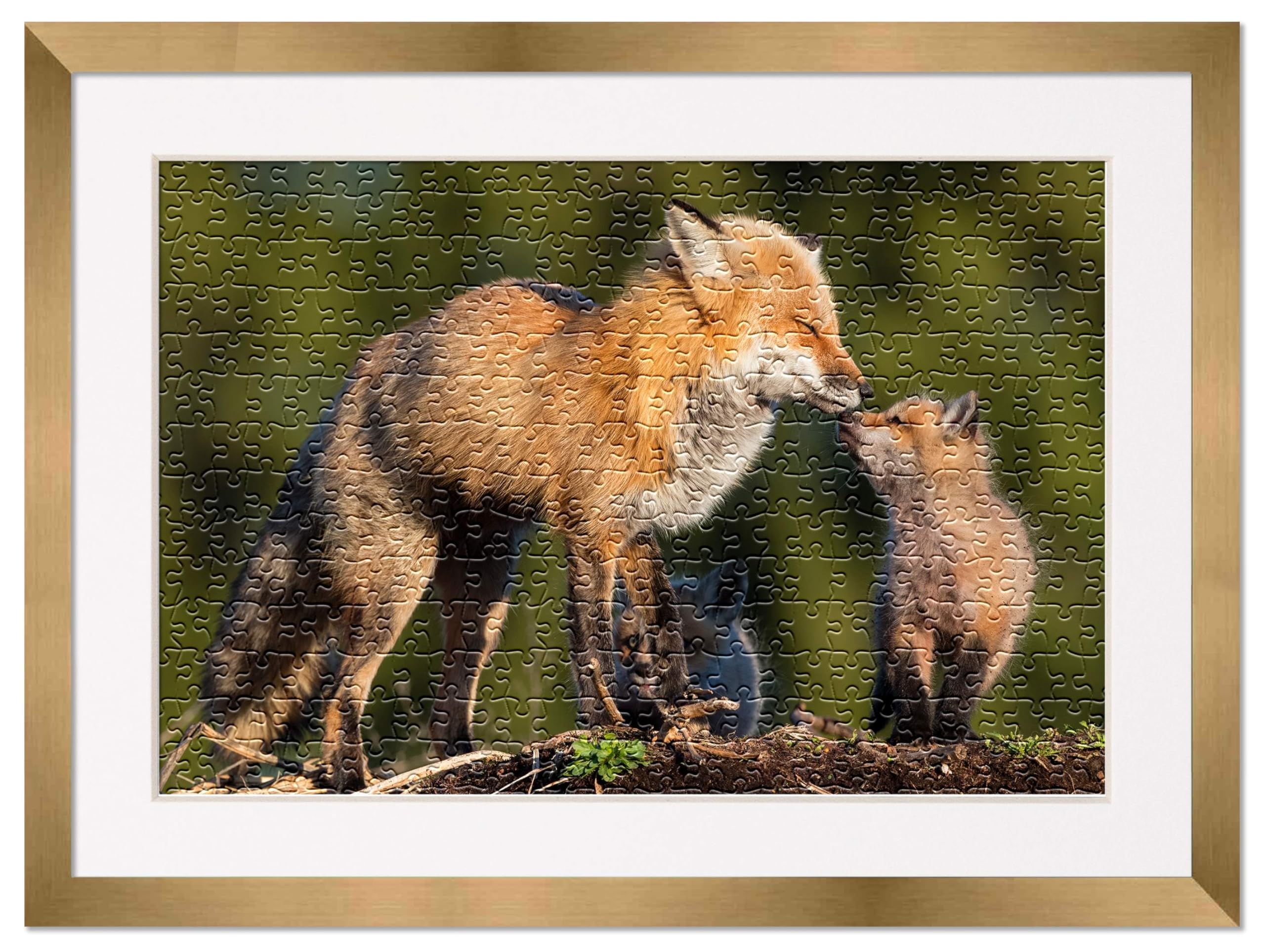 Premium 19.25x28 Jigsaw Puzzle Frame Kit - Includes Puzzle Glue Sheets, Bronze Wood Frame with White Mat, UV Acrylic & Hanging Hardware - Perfect for Displaying 500-1000 Piece Puzzles in Living Rooms, Offices or Gifts