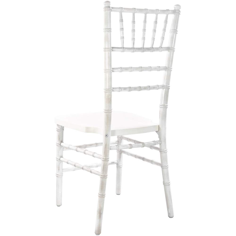 Flash Furniture Advantage Lime Wash Chiavari Chair - Lightweight Stackable Event Chairs for Weddings, Banquets & Parties - Elegant White Wooden Seat with Sturdy Metal Frame