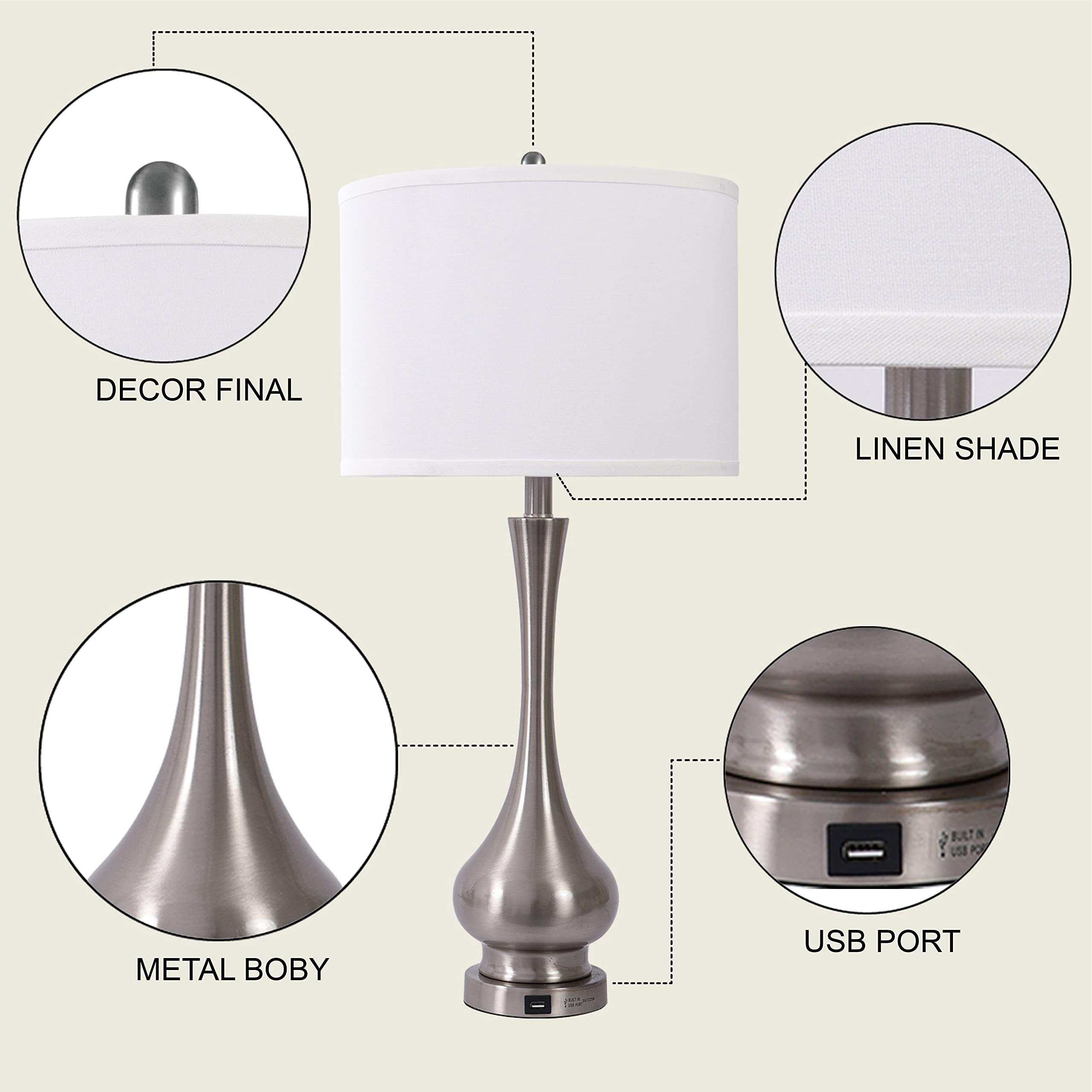 Dimmable Touch Table Lamp with USB Port - 30