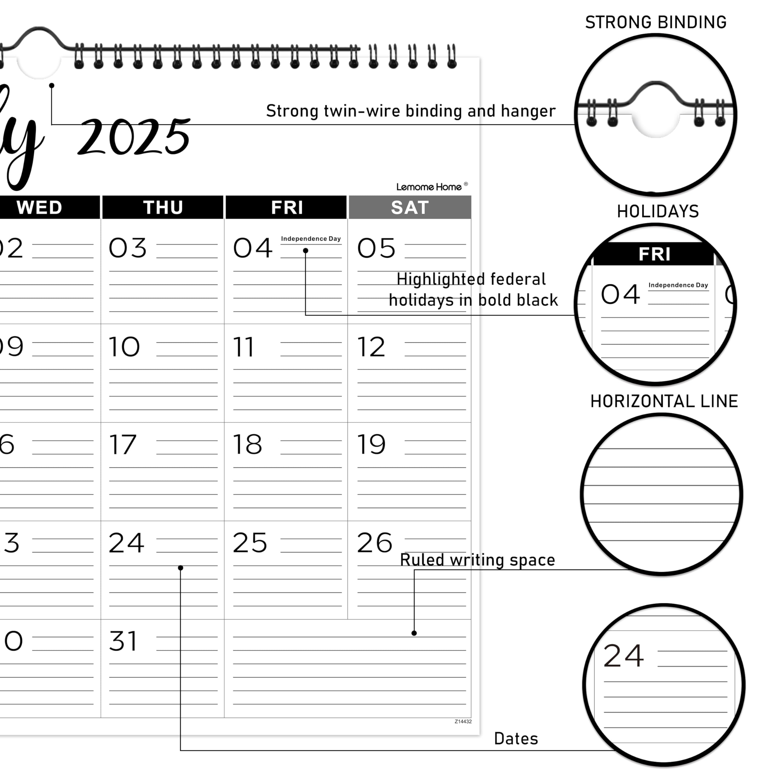 2025-2026 Wall Calendar with Thick Paper | 15