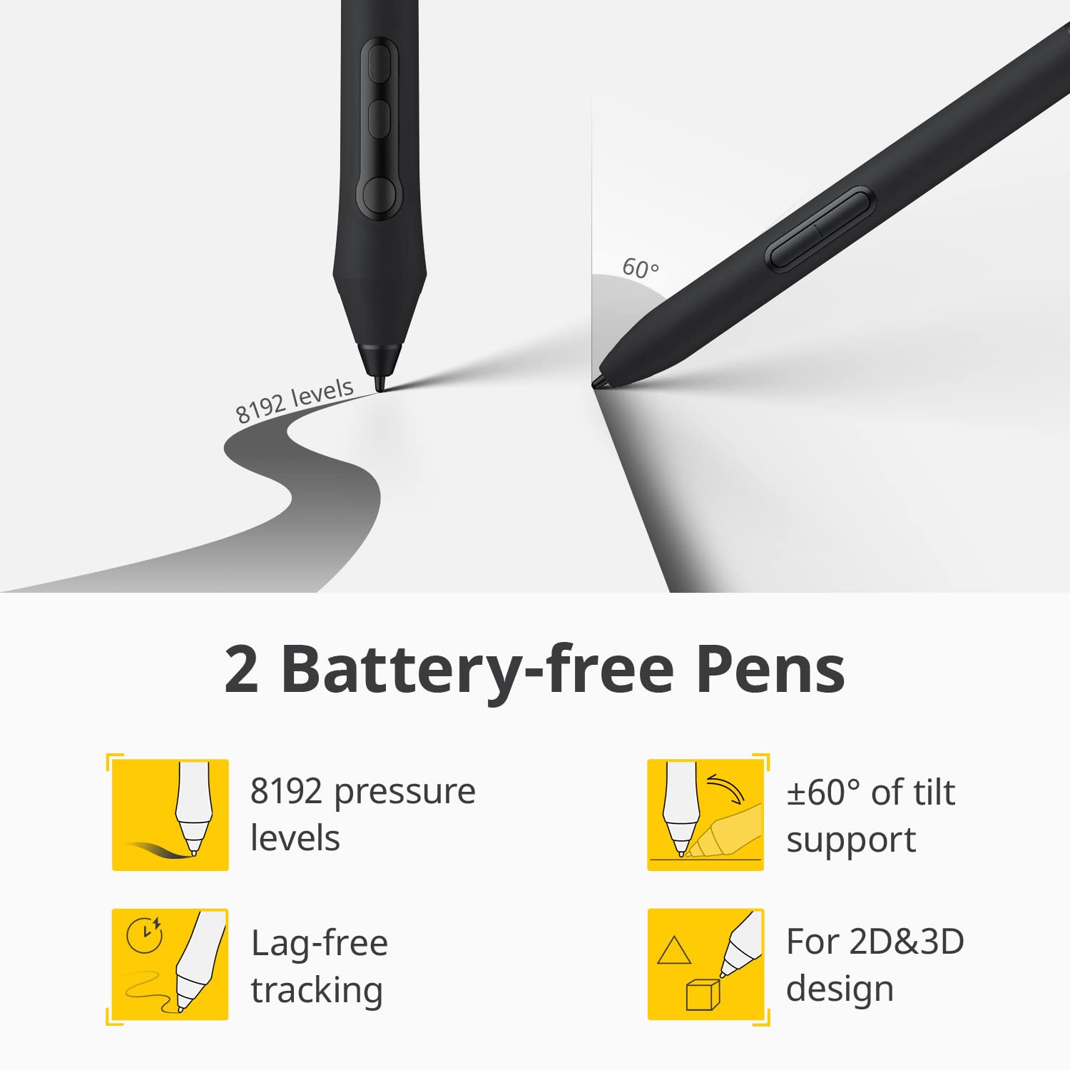 XENCELABS Medium Wireless Drawing Tablet with Quick Keys & 2 Battery-Free Pens - 12