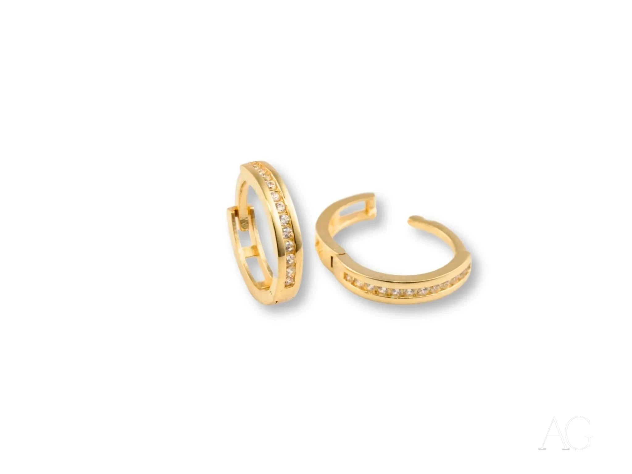 18K Yellow Gold CZ Mini Hoop Earrings for Women - Sparkling Cubic Zirconia Huggie Hoops - Perfect for Everyday Wear, Gifts & Special Occasions