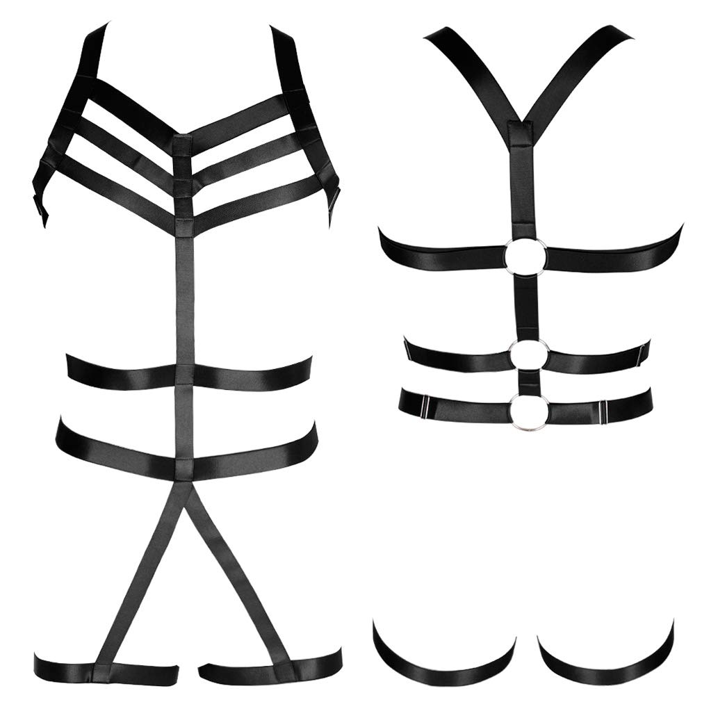 Men's Strappy Bandage Harness Full Cage Chest Half Harness Adjustable Gothic Punk Bra for EDC Dance Rave Festival Costume BDSM Fetish Clubwear Night Out