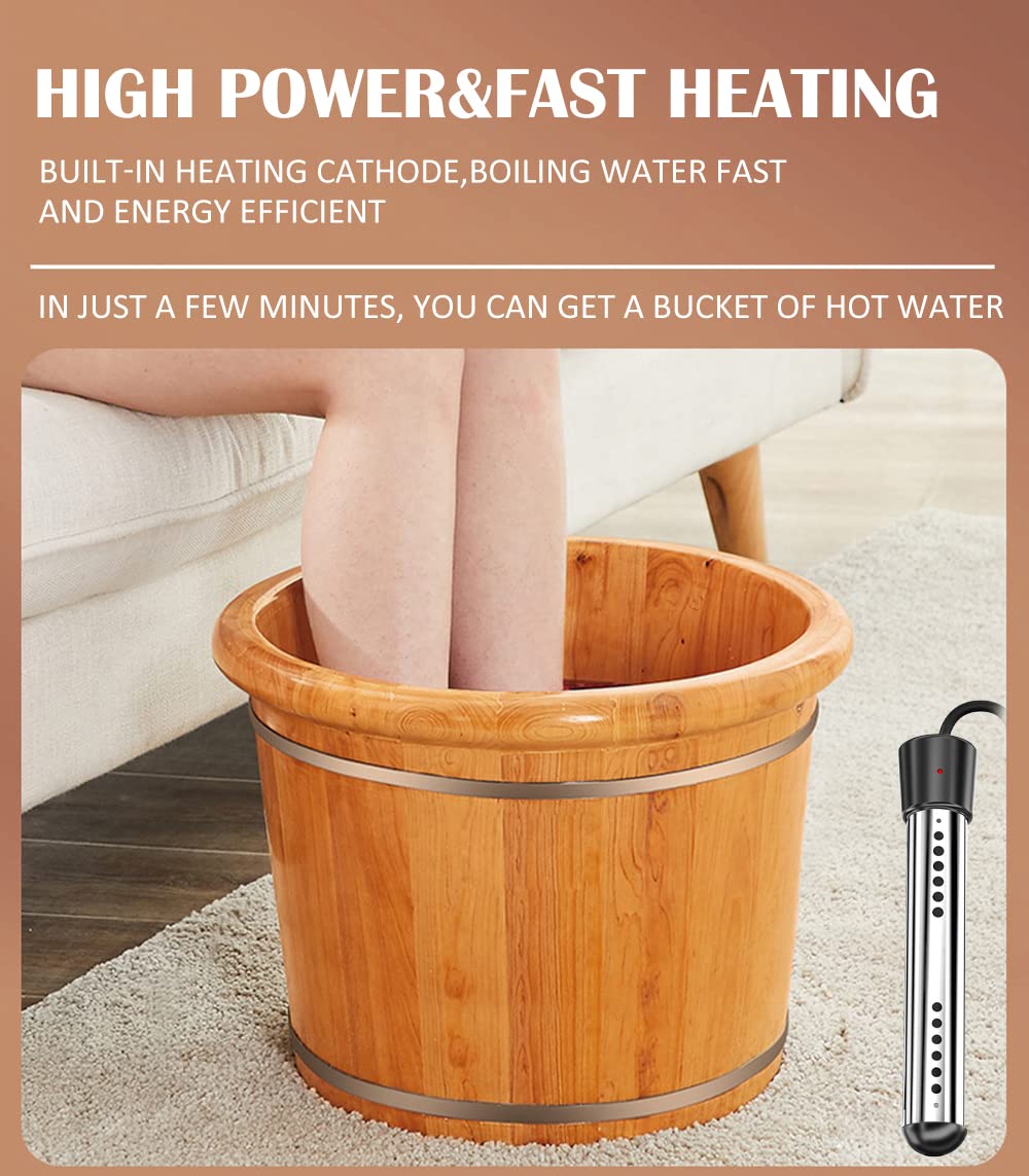 1500W Above Ground Pool Heater with Digital LCD Thermometer - Portable Stainless Steel Submersible Water Heater with Anti-Scalding Guard - Perfect for Inflatable Pools, Stock Tanks & Backyard Swimming Pools