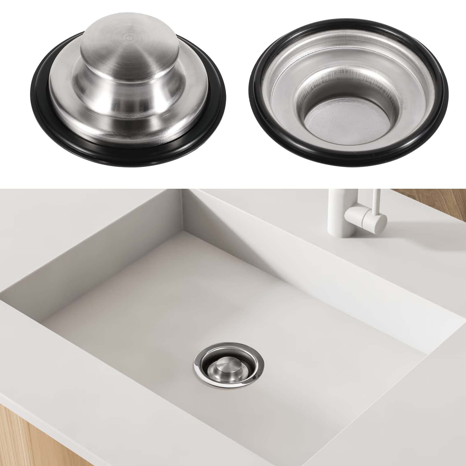 Stainless Steel 3.5 Inch Universal Kitchen Sink Stopper Plug Cover - Fits InSinkErator, Moen, Waste Maid Garbage Disposal Flange Drain (Brushed Finish) | Durable Sink Drain Cover for Bathroom, Laundry & Kitchen Use