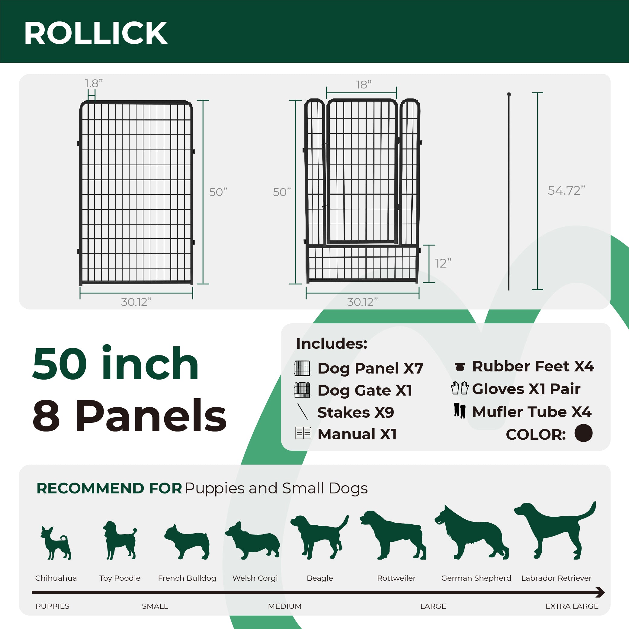 Rollick All-Terrain Dog Playpen - Portable & Durable Pet Play Yard for Small, Medium & Large Dogs - Perfect for Outdoor, Camping, Backyard & Travel Use