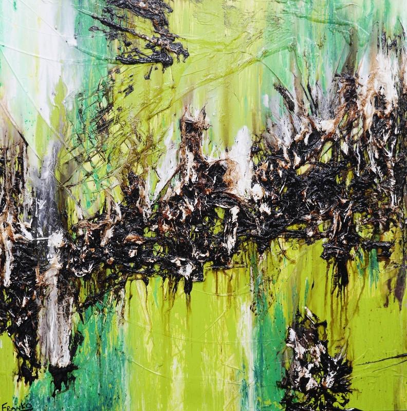 Greatest Lime 120cm x 120cm Green Abstract Canvas Art - Modern Wall Decor for Living Room, Bedroom & Office