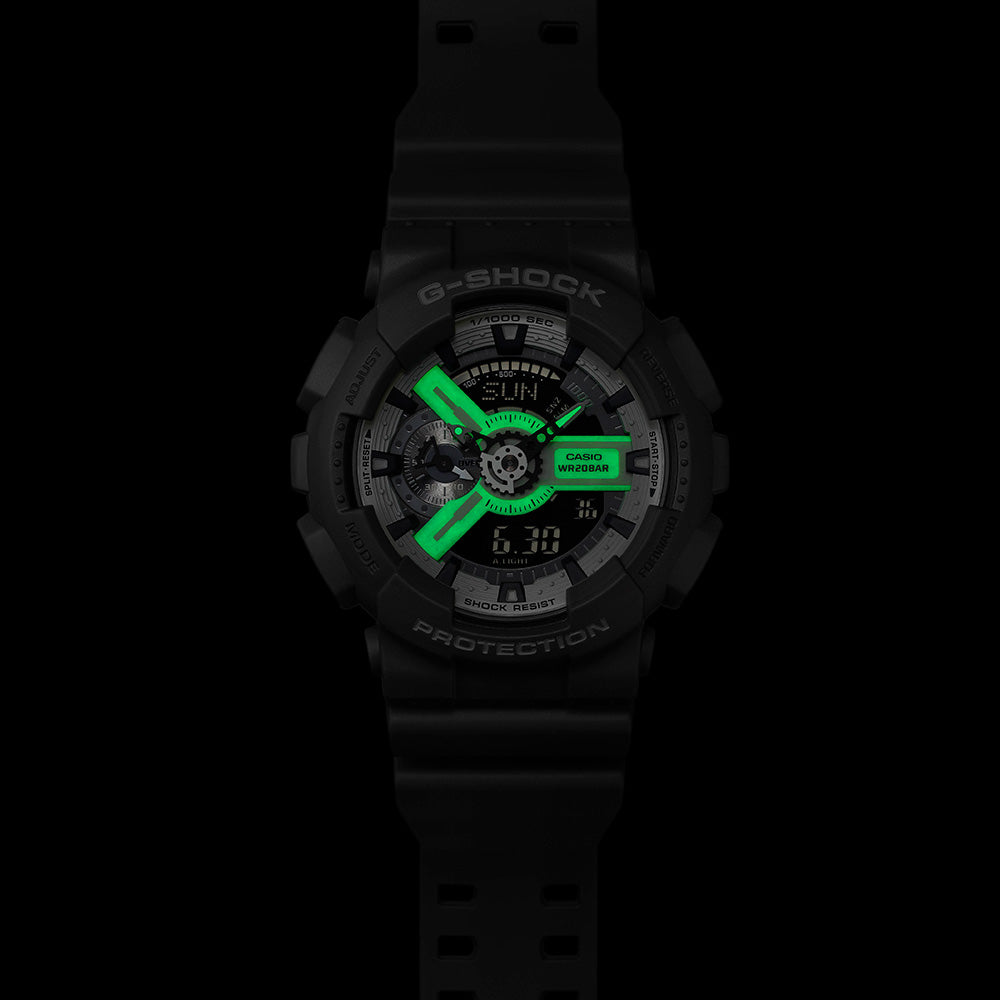 G Shock GA110HD 8A Hidden Glow Watch - Digital Sport Watch for Men with Illuminating Display, Shock Resistant & Waterproof - Perfect for Outdoor Activities, Running & Nighttime Use