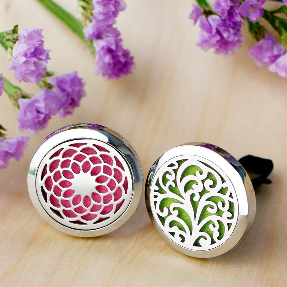 2PCS Aromatherapy Essential Oil Car Diffuser Vent Clips + 2PCS Black Oil Diffuser Vent Clips - Freshen Your Car & Home Air - Perfect for Travel, Office & Relaxation