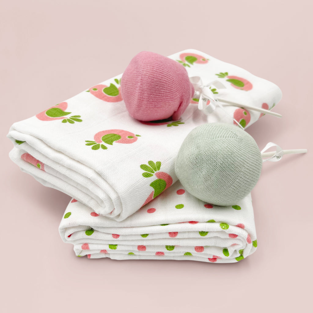 Premium Baby Swaddle Blanket & Socks Gift Set - Soft Cotton Newborn Essentials in Pink - Perfect for Baby Showers, Hospital Visits & First Photos