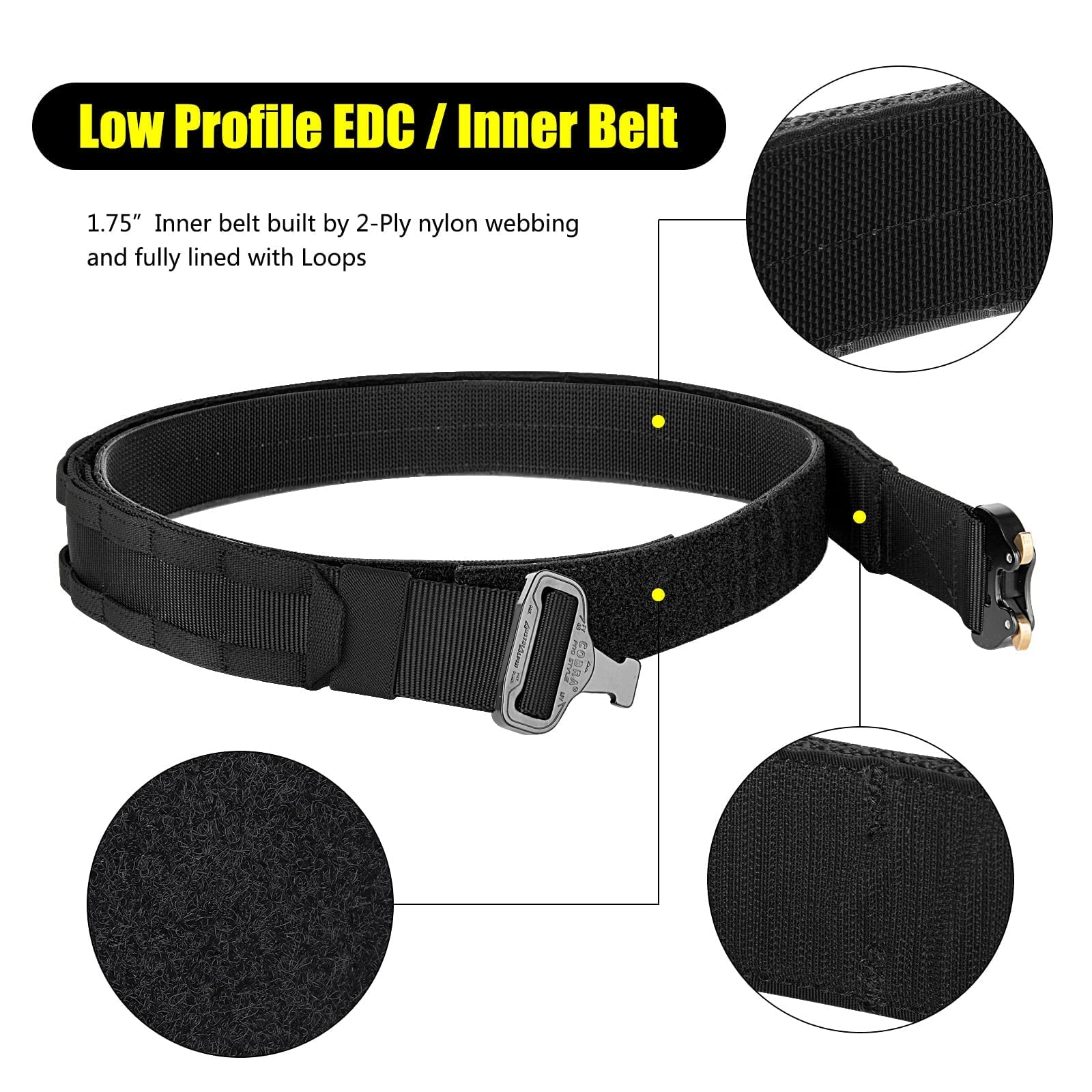 PETAC GEAR Tactical Battle Belt with Cobra Buckle | Heavy Duty Rigger Gun Belt | 1.75