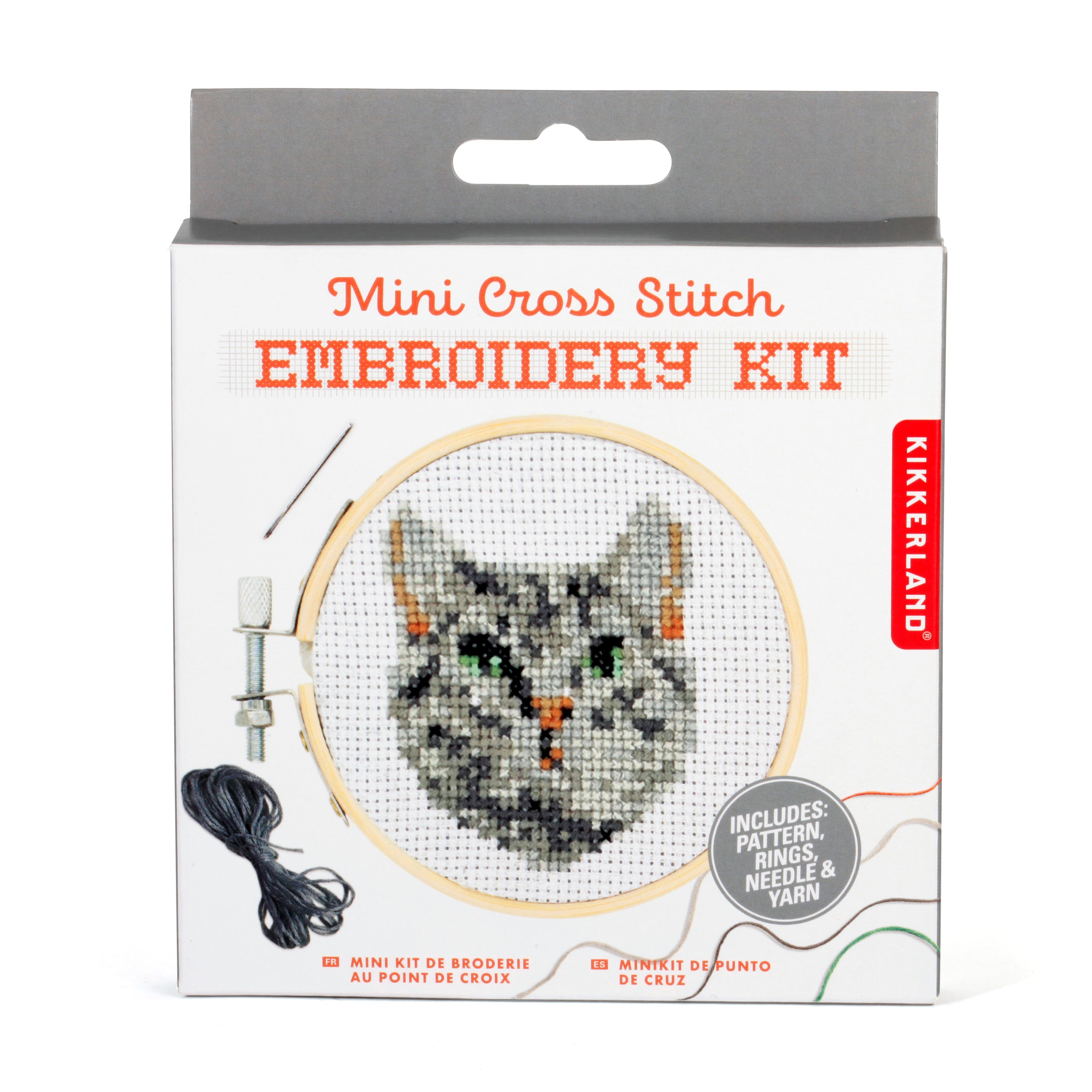 Tabby Cat Mini Cross Stitch Embroidery Kit for Beginners - DIY Handmade Craft Kit with Pattern, Thread & Needle - Perfect for Home Decor, Gifts & Relaxation