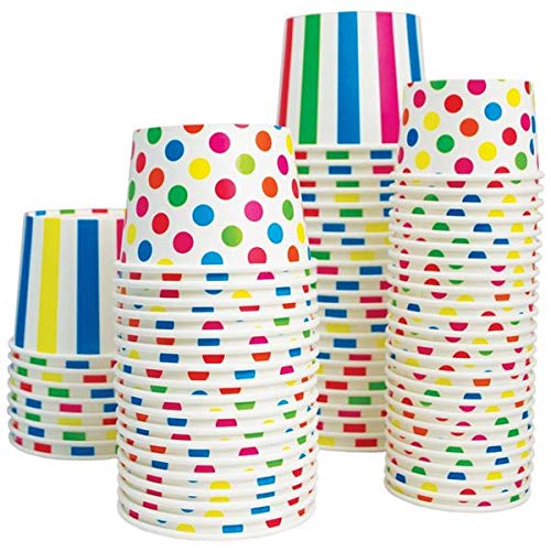 UNIQ 1000-Count 8 oz Rainbow Polka Dot Paper Ice Cream Cups | Disposable Dessert Bowls for Ice Cream, Yogurt, Gelato & Party Treats | Bulk Frozen Dessert Supplies for Ice Cream Shops, Birthday Parties & Catering Events