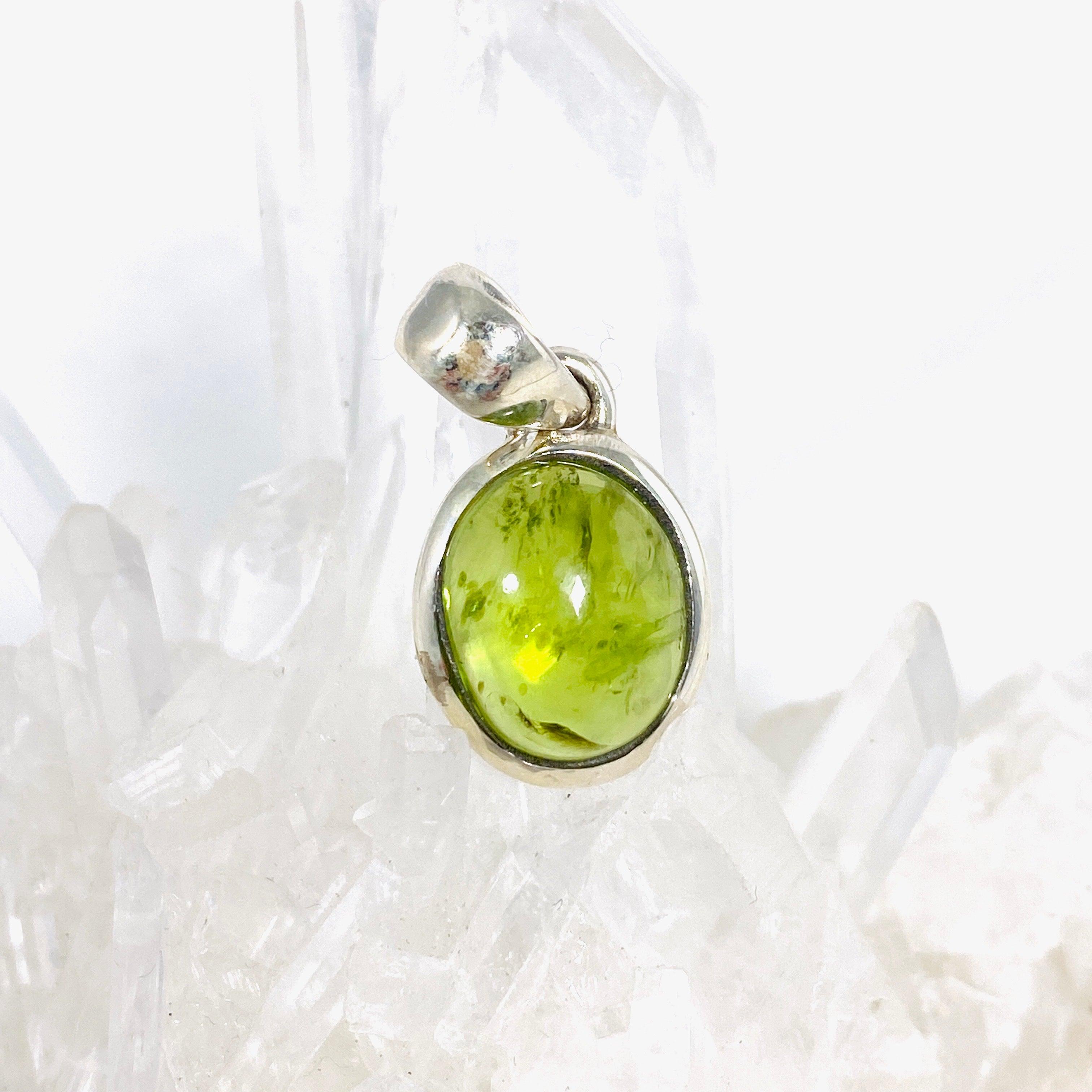 Natural Peridot Oval Cabochon Pendant - Dainty Green Gemstone Jewelry for Women - Perfect for Everyday Wear & Gift Giving