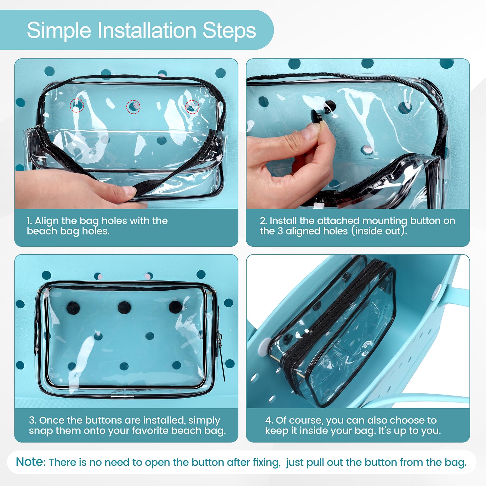 6-Pack Bogg Bag Accessories Set - Includes Silicone Phone Holder, PVC Insert Bag, Hooks & Keychain - Perfect for Beach, Pool & Travel Organization