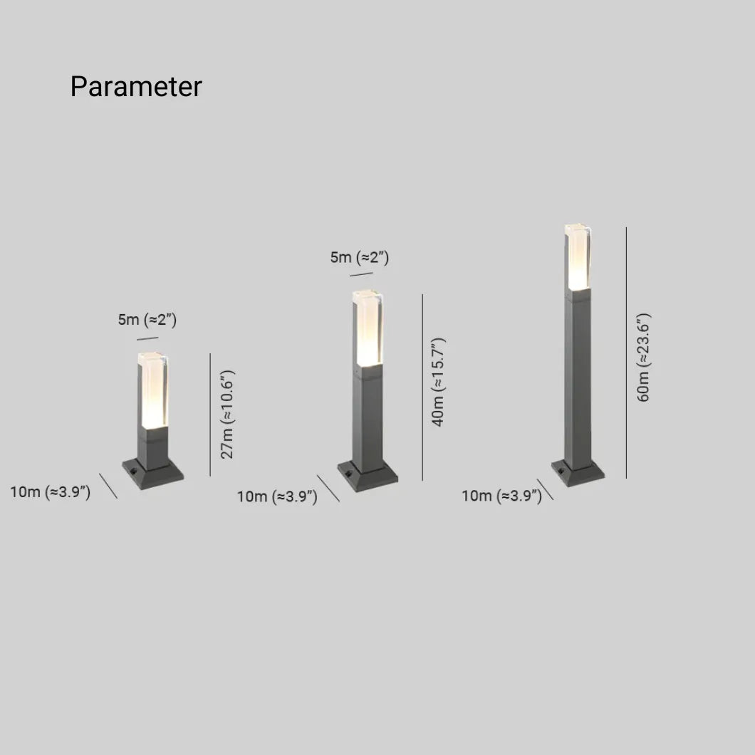 Square Acrylic Solar Bollard Lights - Outdoor Landscape Lighting for Garden, Pathway, Driveway & Patio | Weatherproof Solar Powered LED Lights