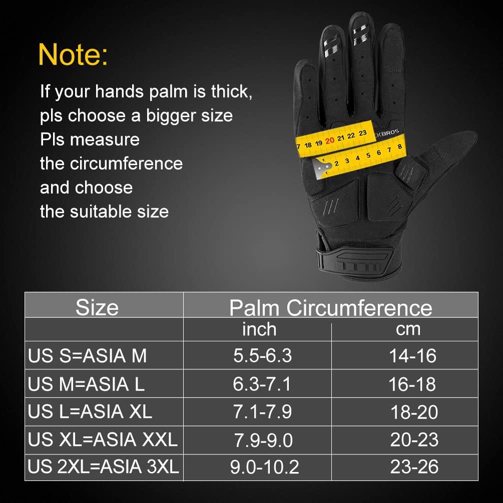 ROCKBROS Motorcycle & Mountain Bike Gloves - Full Finger Touchscreen Outdoor Gloves for Men - Riding, Cycling & Adventure Sports Protection