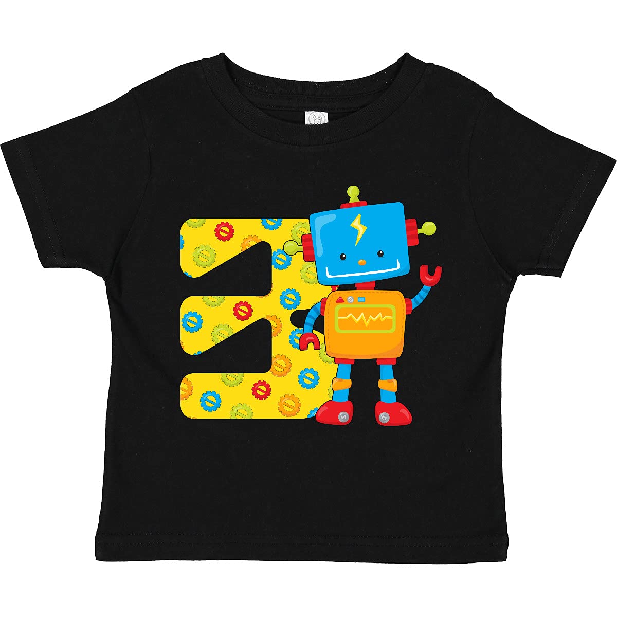 Inktastic 'This Robot is Three' 3rd Birthday Toddler T-Shirt - Cute Robot Theme Outfit for Toddler Boys & Girls Birthday Party Celebration