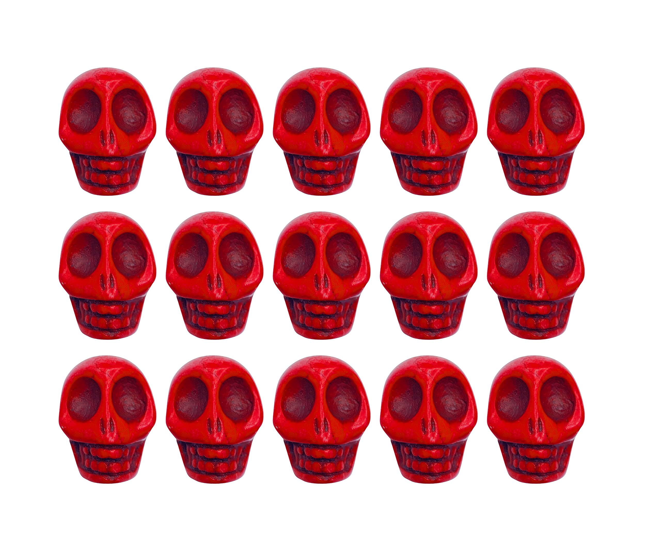 15PCS 17mm Red Howlite Carved Skull Beads for Jewelry Making - Bulk Small Skull Charms & Skeleton Beads for DIY Crafts, Necklaces & Bracelets - Perfect for Gothic, Boho & Punk Style Accessories
