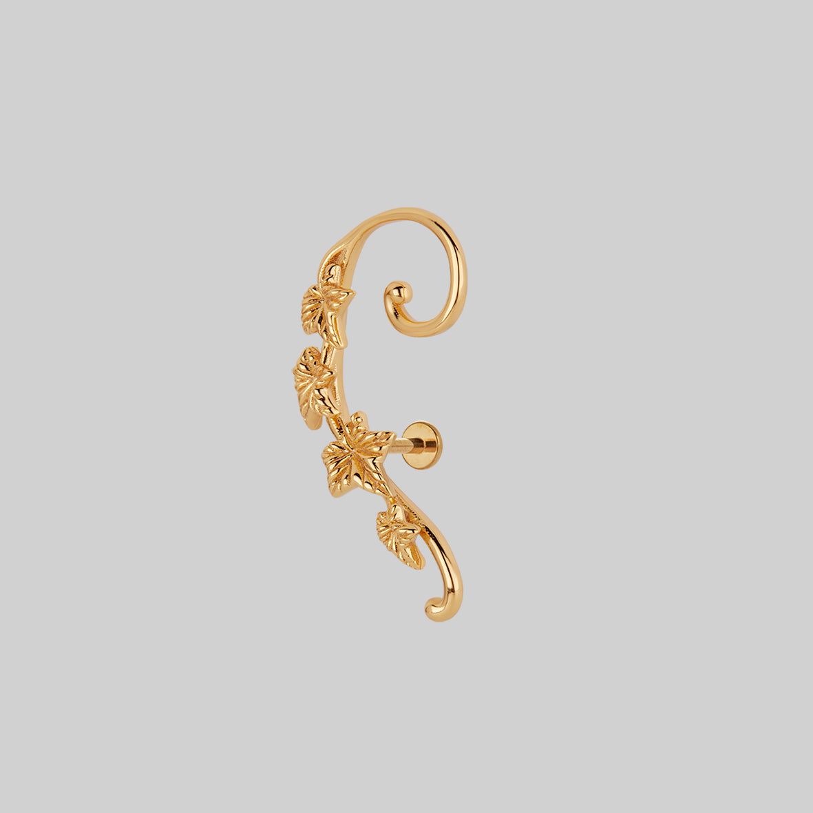 THORA Gold Climbing Ivy Ear Studs - Elegant Botanical Jewelry for Women, Perfect for Everyday Wear, Parties & Special Occasions