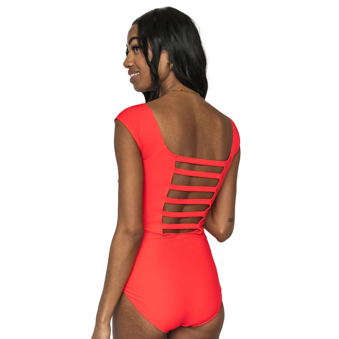 Bardot Women's One Piece Swimsuit - Sexy High Cut Bathing Suit with Tummy Control for Beach, Pool & Vacation | Plus Size Swimwear for Summer