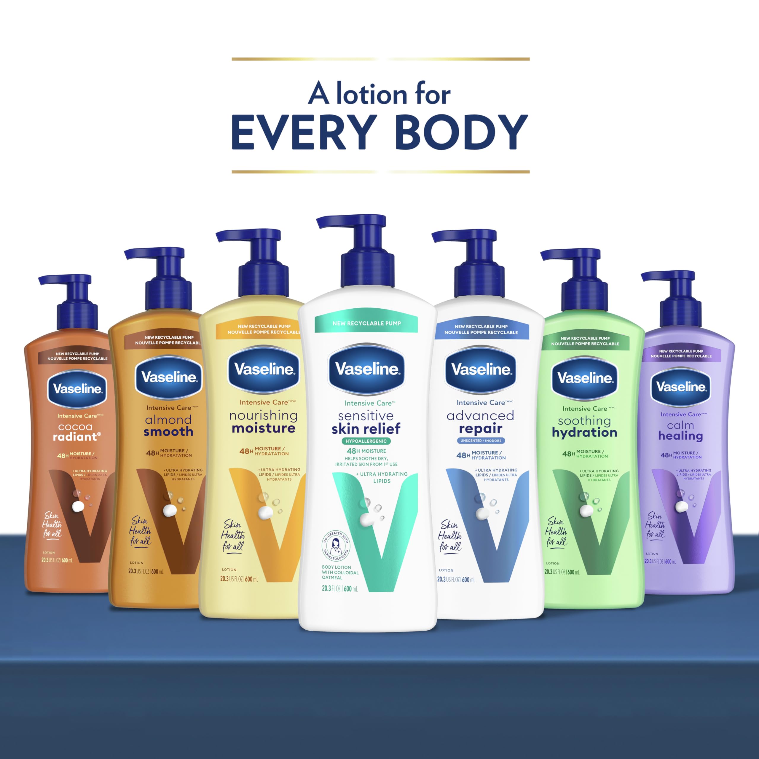 Vaseline Intensive Care Nourishing Moisture Body Lotion 3 Pack - Ultra Hydrating Lipids & Pure Oat Extract for Dry Skin - 20.3 oz - Deeply Moisturizes & Soothes for Healthy, Nourished Skin - Perfect for Daily Use, After Shower & Winter Skin Care