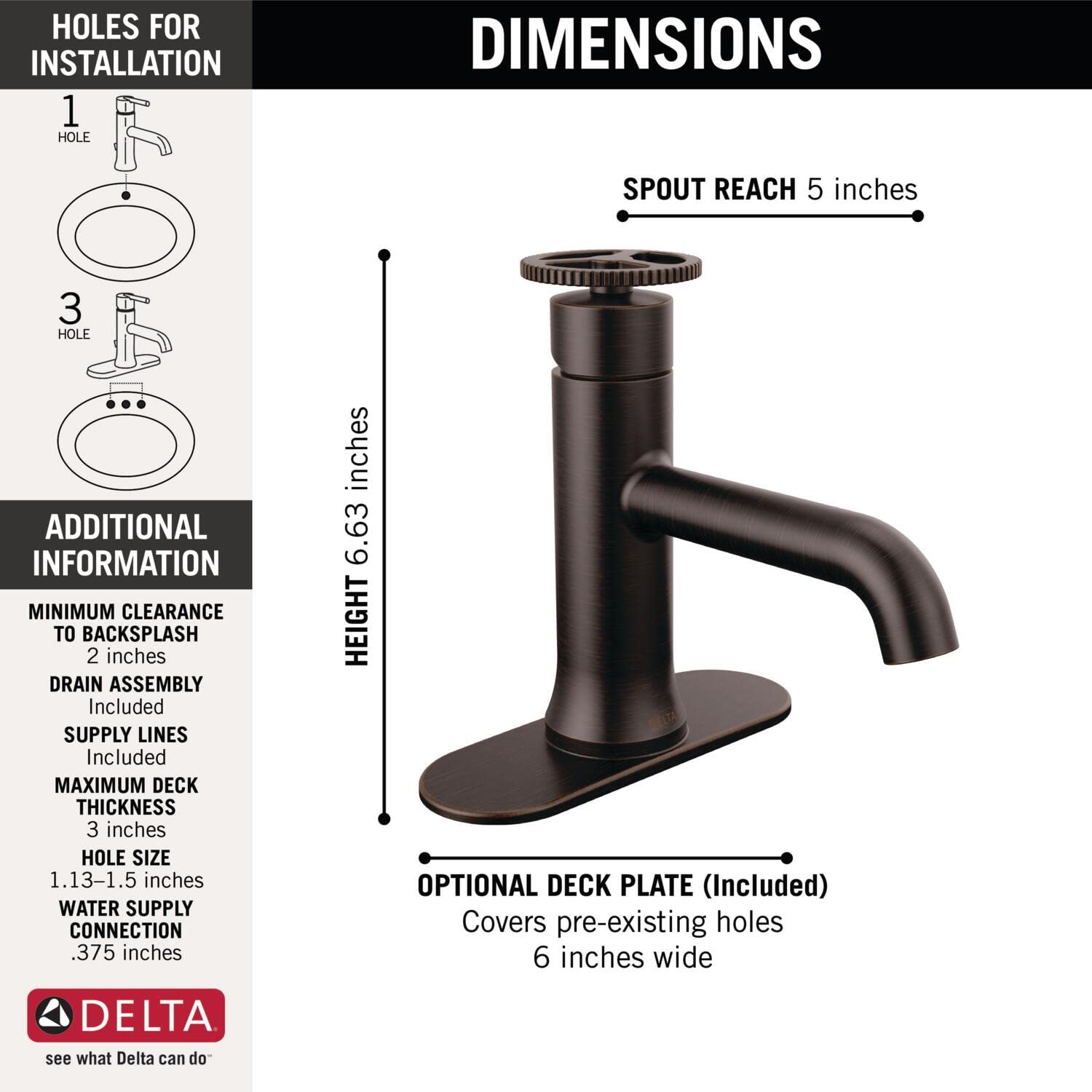 Delta Faucet Trinsic Oil Rubbed Bronze Single Handle Bathroom Sink Faucet with Diamond Seal Technology - Single Hole Installation, Venetian Bronze Finish (558-RBMPU-DST) - Perfect for Modern Bathrooms and Powder Rooms