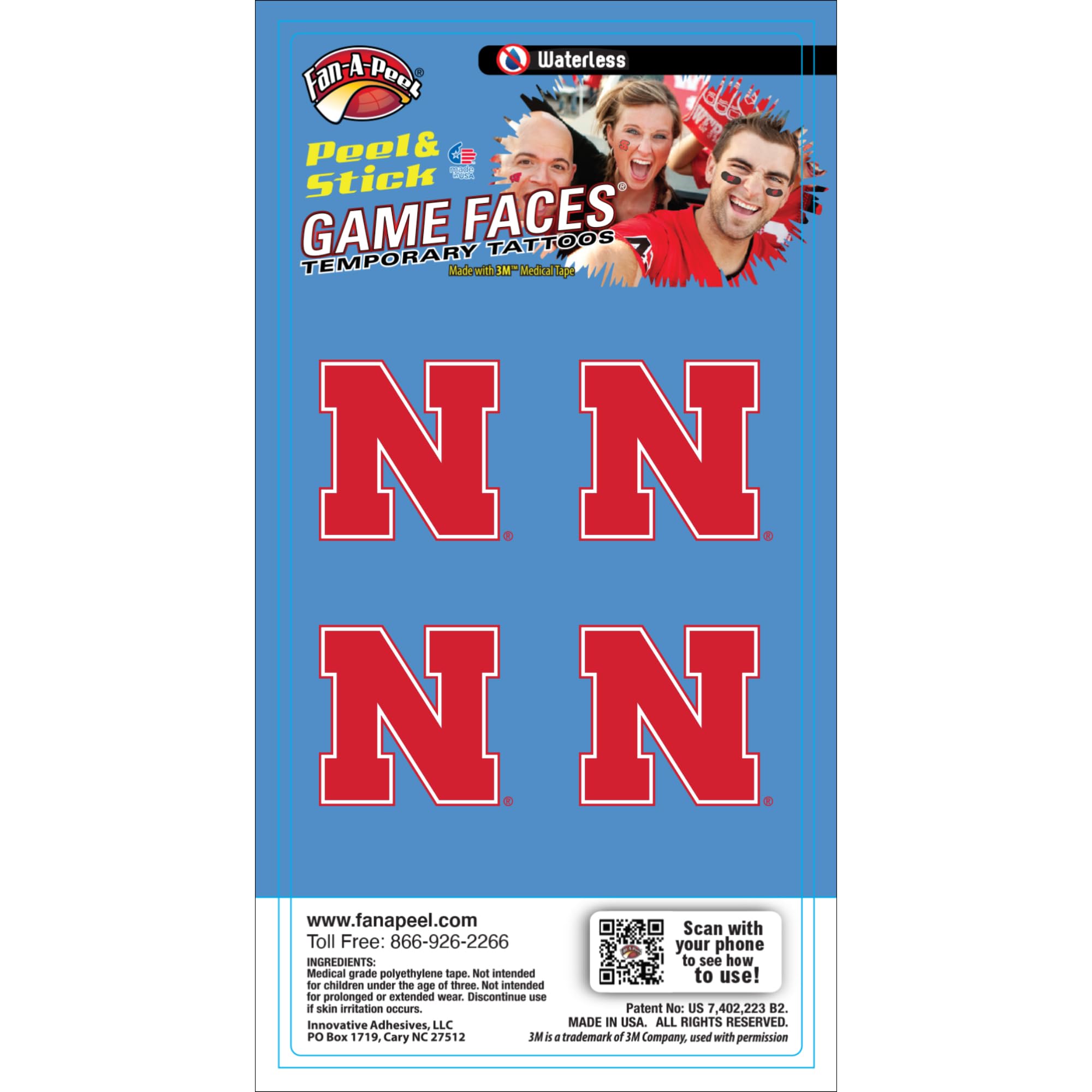 Nebraska Waterproof Temporary Tattoos - Hypoallergenic Peel & Stick Fake Tattoos for Kids & Adults - Officially Licensed - Perfect for Parties, Sports Events & Costume Designs