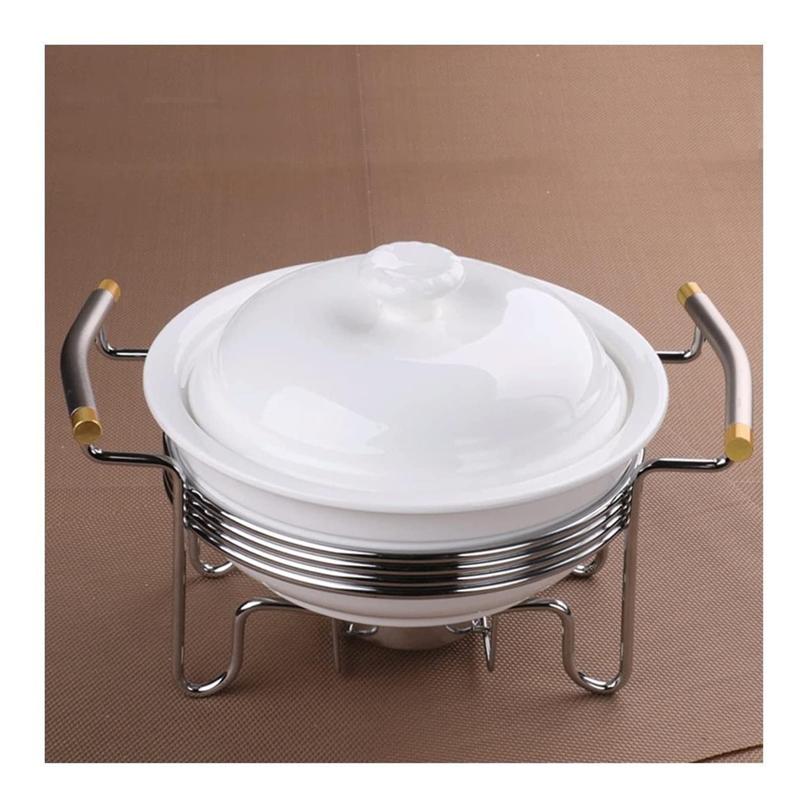 Premium Ceramic Serving Cooking Pot with Lid - Stovetop & Oven Safe Casserole Dish, Stockpot with Metal Base for Baking, Roasting & Serving - Perfect for Hotel Dining, Home Cooking & Entertaining