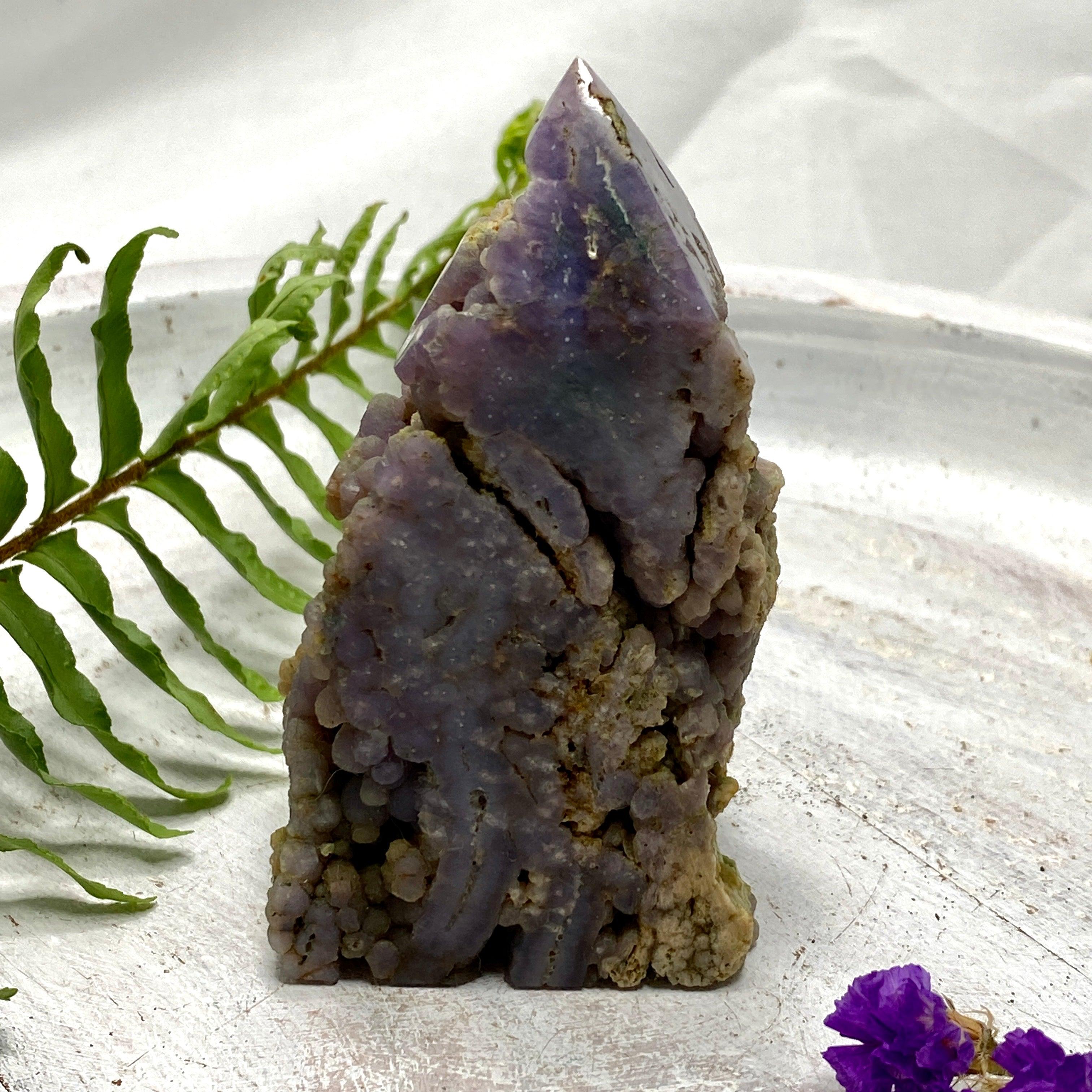 Natural Grape Agate Point - GAP 01 Healing Crystal for Meditation, Energy Work & Home Decor | Spiritual Stone for Reiki, Chakra Balancing & Crystal Collection