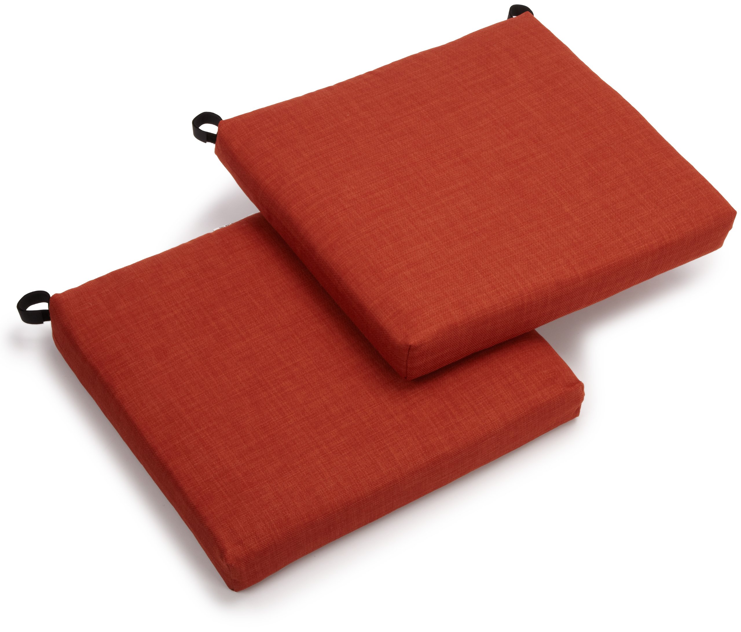 Blazing Needles Outdoor Spun Poly All-Weather Cushions (19x20x3.5 Inches) - UV Resistant, Zippered, Cinnamon (Set of 2) - Perfect for Patio Furniture, Poolside Loungers & Garden Chairs