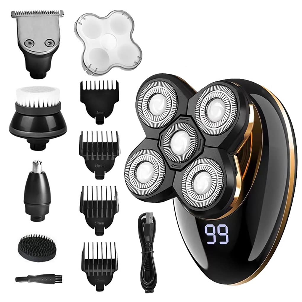 5-in-1 Electric Razor for Men - Rechargeable Beard Trimmer with 5D Floating Blades & Nose Hair Trimmer | Perfect for Travel, Grooming Kits & Daily Shaving