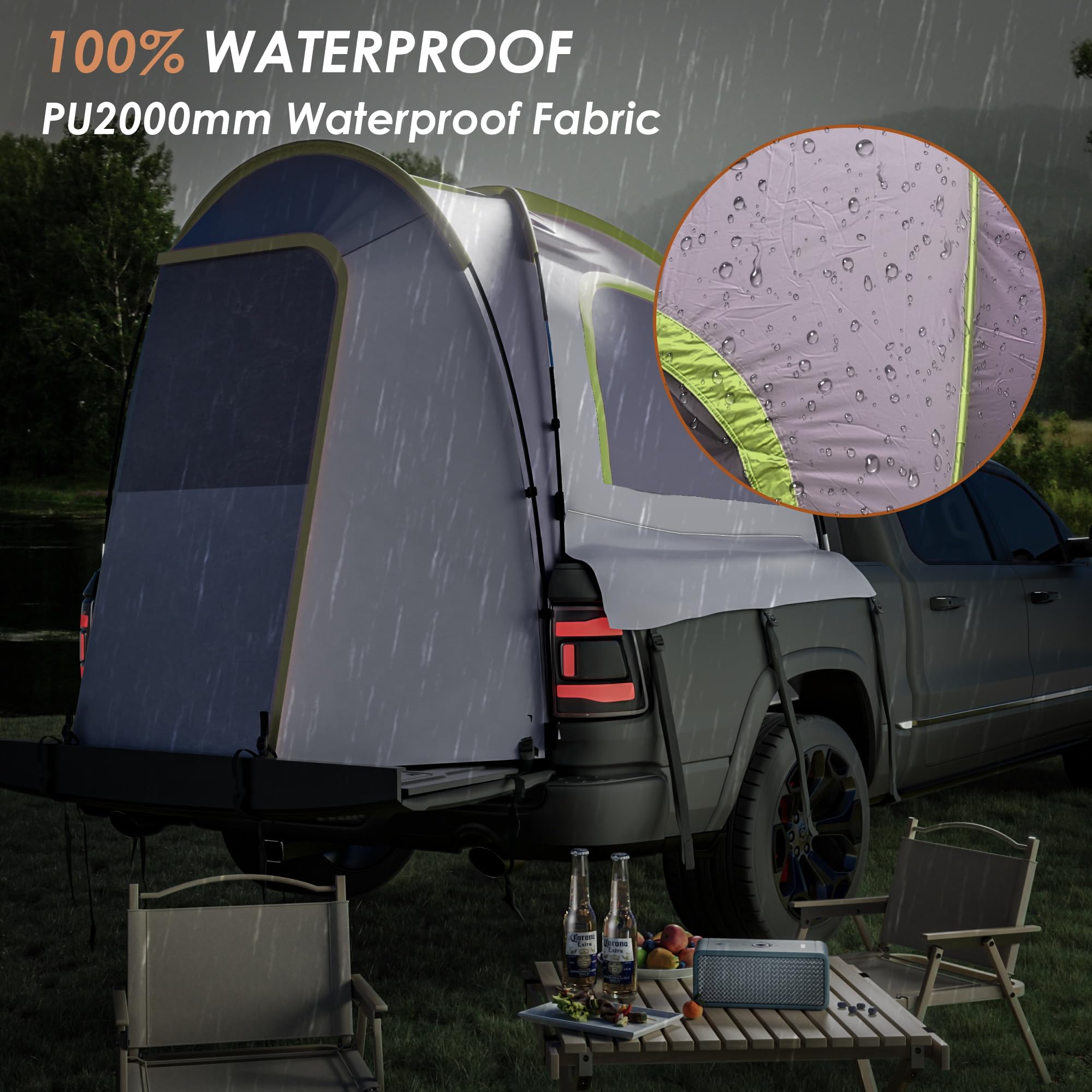 Automatic Setup Truck Bed Tent - Quick & Easy Portable Outdoor Camping Tent for Pickup Trucks (4.9'-6.8') | Includes Beach Mat, Shoe Bag & Storage Bag | Perfect for Camping, Beach Trips & Road Adventures
