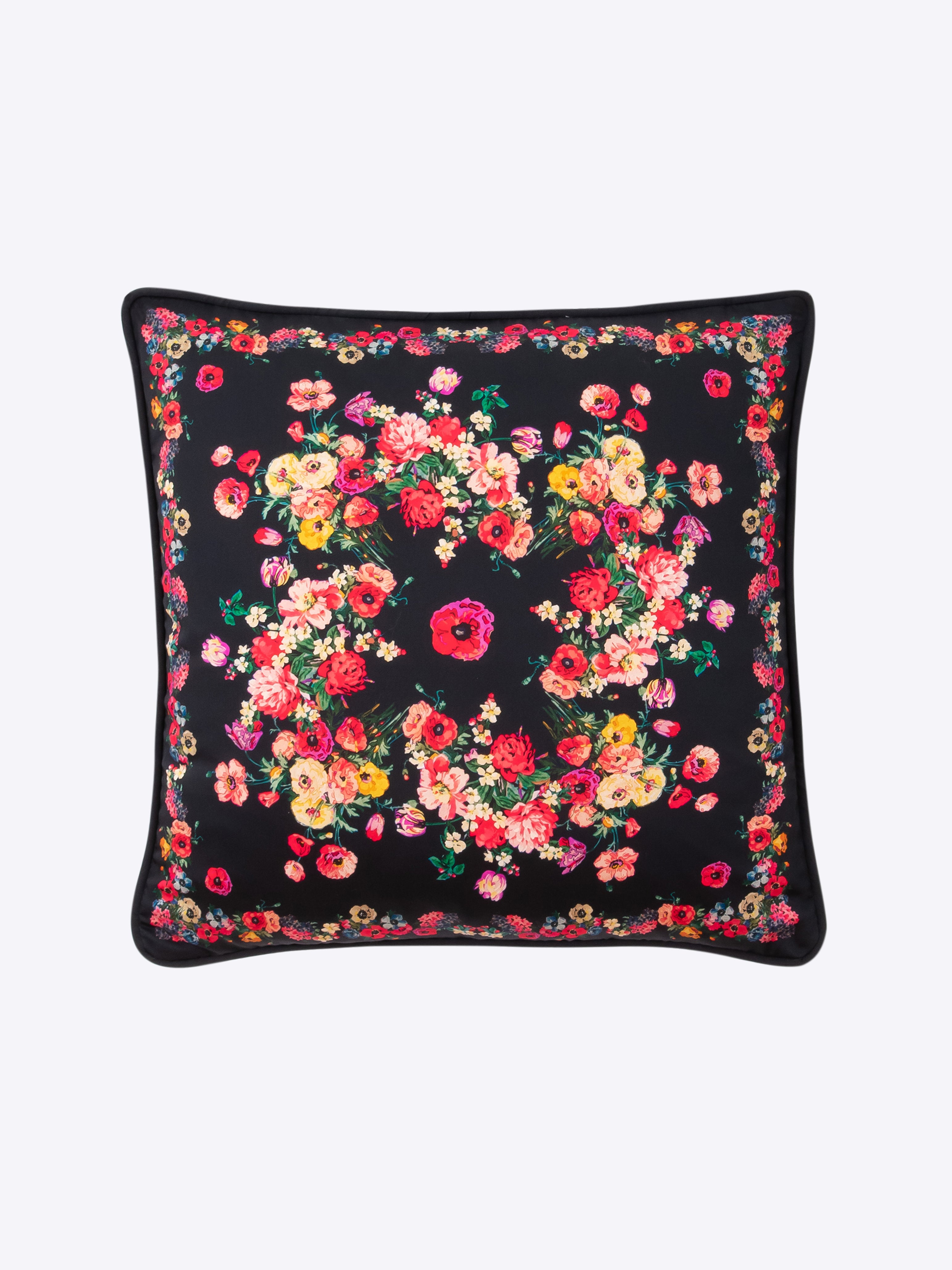 Organic Black Flower Cushion - Soft Decorative Throw Pillow for Sofa, Bed & Home Decor - Perfect for Living Room, Bedroom & Nursery