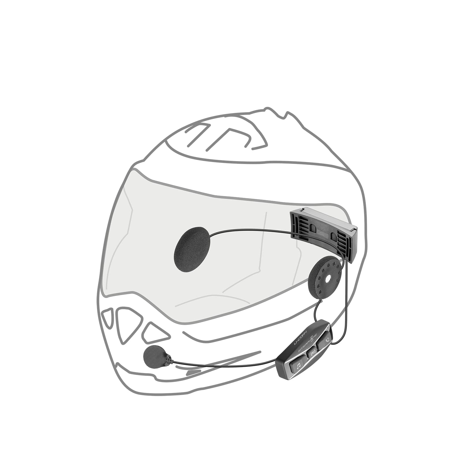 INTERPHONE UCOM4 Motorcycle Bluetooth Headset - 4-Way Rider Communication, 1.6km Range, 15Hr Battery Life - Noise Cancelling DSP, IP67 Waterproof - Compatible with Helmets, TFT & GPS Displays - Perfect for Group Rides, Touring & Adventure Motorcycling (Twin Pack)