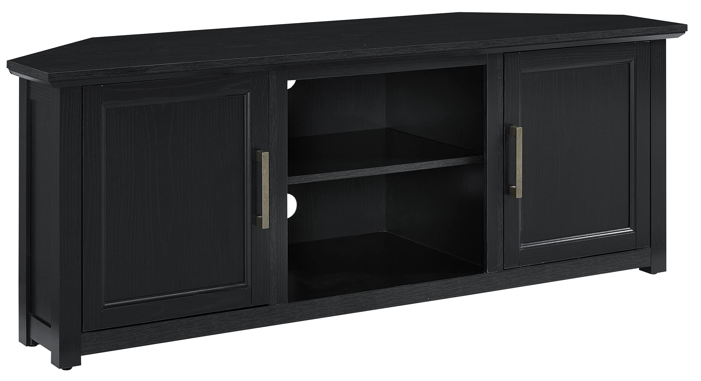 Crosley Camden Corner TV Stand for 65+ Inch TVs - Black Entertainment Center with Storage Shelves | Perfect for Living Room, Bedroom & Home Theater Setup