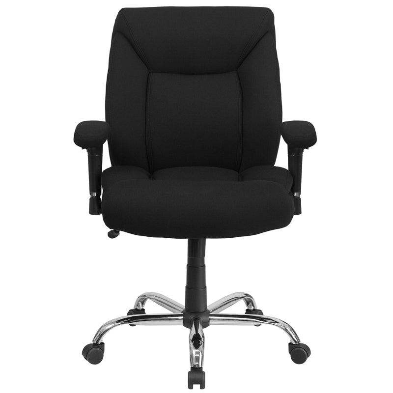 FLASH HERCULES Series Big & Tall Office Chair - 400 lb Weight Capacity, Black Fabric, Deep Tufted Swivel, Ergonomic Task Chair with Adjustable Arms - Perfect for Home Office, Gaming, and Executive Workspaces