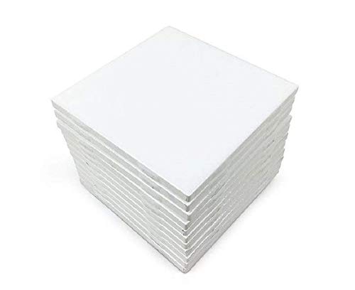 12-Pack Glossy White Ceramic Tiles for DIY Arts & Crafts Projects - Perfect for Mosaics, Coasters, Home Decor & Scrapbooking