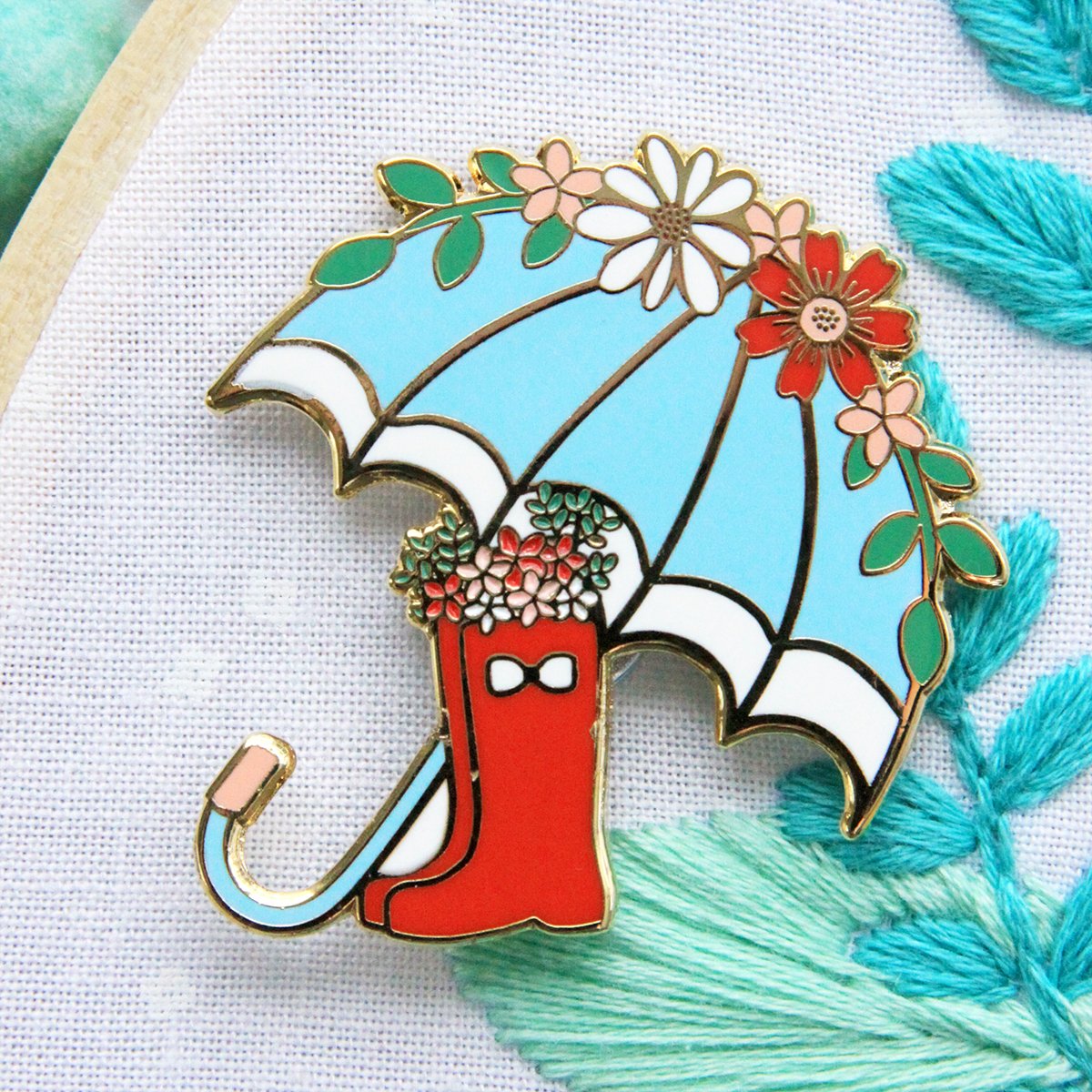 Flamingo Toes Umbrella & Boots Needle Minder - Magnetic Needle Holder for Sewing, Quilting, and Embroidery Projects | Perfect for Crafters and DIY Enthusiasts