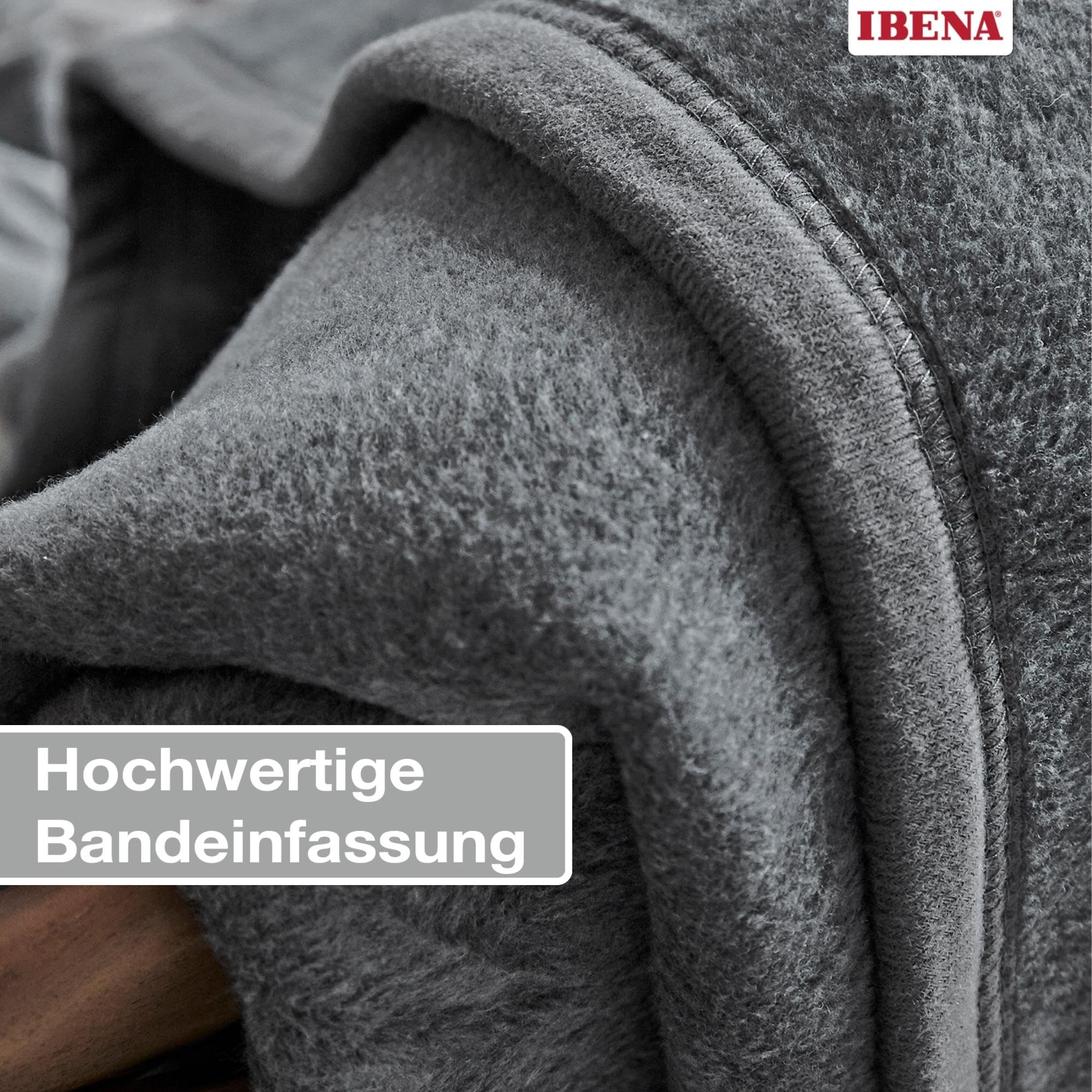 IBENA Plush Solid Color Cotton Blend Queen Size Bed Blanket - Soft & Cozy Pewter Gray Blanket for Bedroom, Living Room, and Guest Room
