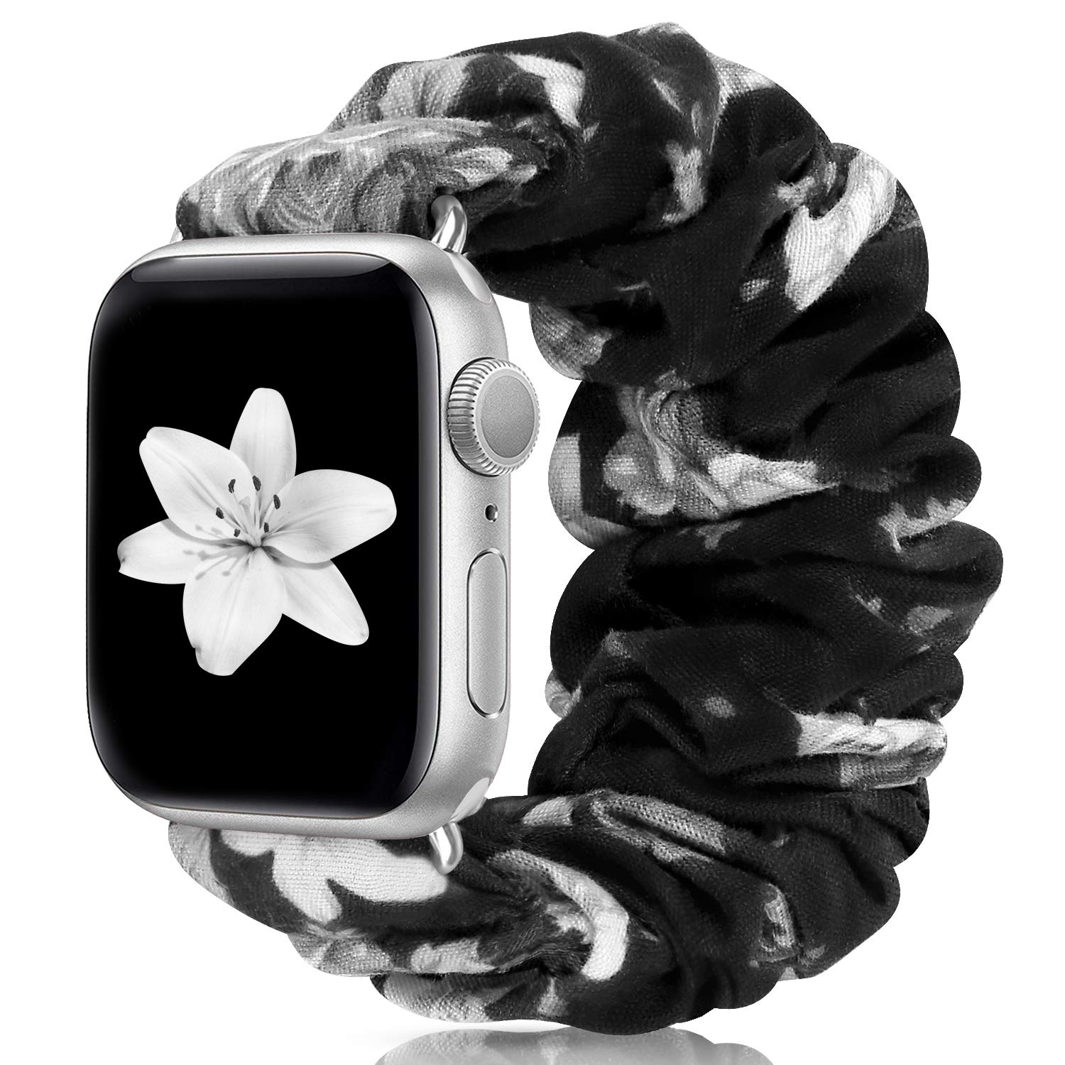 Scrunchie Watch Bands for Women - Soft Elastic Replacement Wristband Compatible with Apple Watch Series 10/9/8/7/6/5/4/3/2/1/SE (38mm 40mm 41mm 42mm 44mm 45mm 46mm 49mm Ultra) - Stylish & Comfortable Hair Tie Design for Workout, Yoga, and Everyday Wear