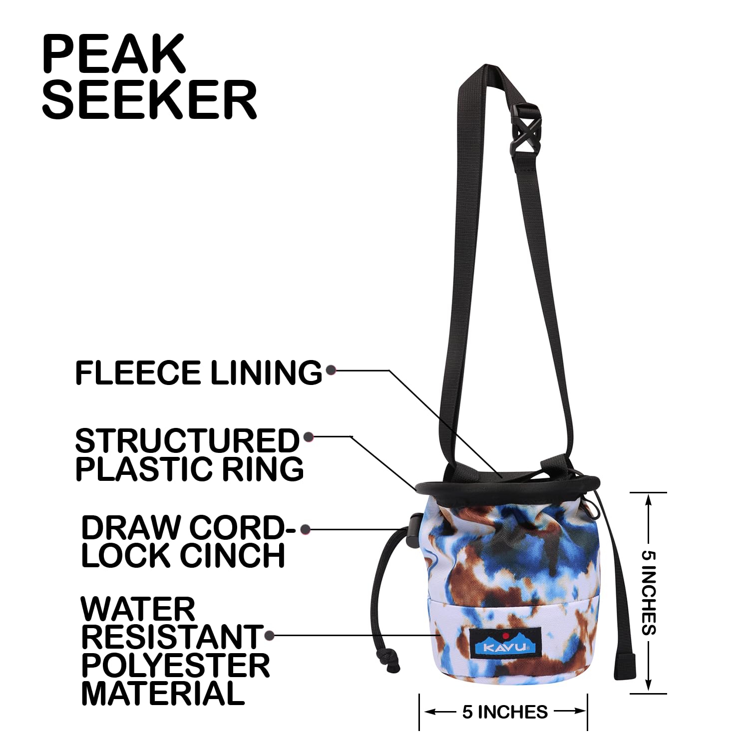 KAVU Peak Seeker Chalk Bag - Premium Chalk Holder for Rock Climbing, Bouldering, Gymnastics & Weightlifting | Secure Grip, Durable Design | Perfect for Outdoor Adventures & Gym Training