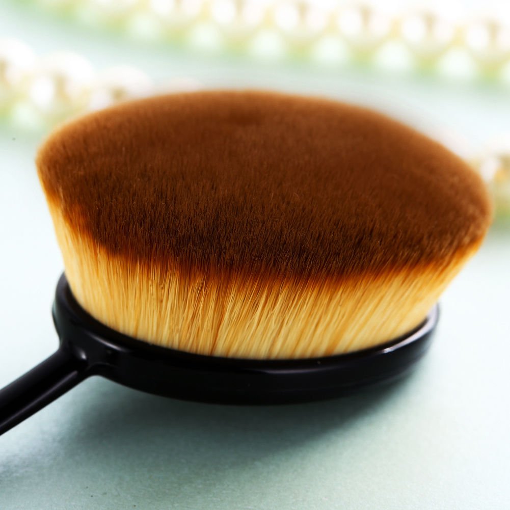 10pcs Black Toothbrush Curve Makeup Brush Set - Professional Oval Foundation Brush for Flawless Makeup Application | Perfect for Contouring, Blending & Liquid Foundation