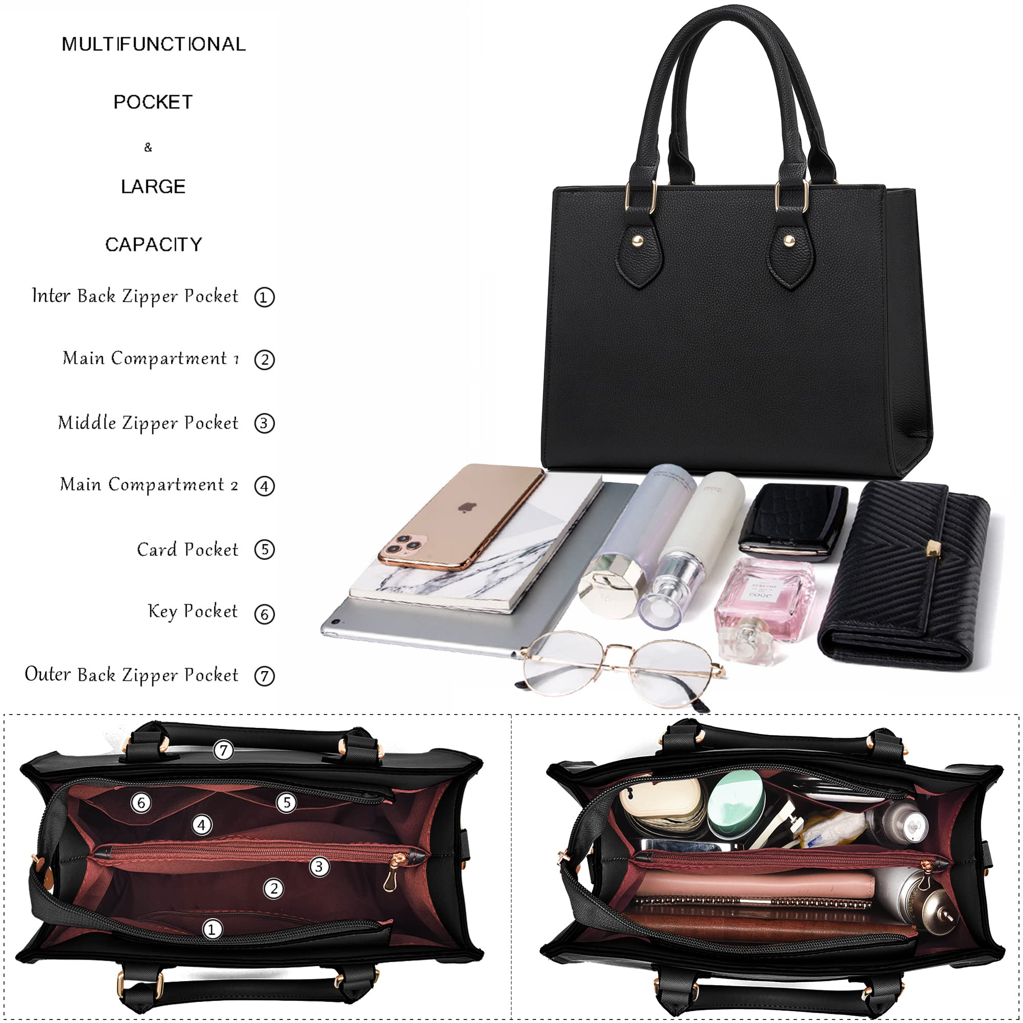 Chicarousal Women's PU Leather Crossbody Purse & Shoulder Bag - Stylish Tote Satchel with Top Handle for Daily Use, Work, Travel & Shopping