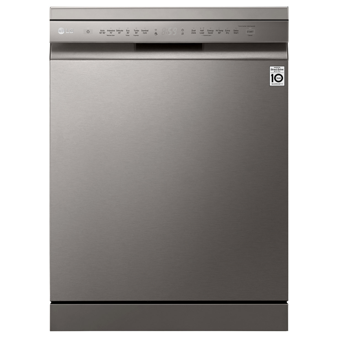 LG 14 Place Settings QuadWash Dishwasher in Platinum Steel Finish XD5B14PS - Perfect for Large Families & Entertaining Guests