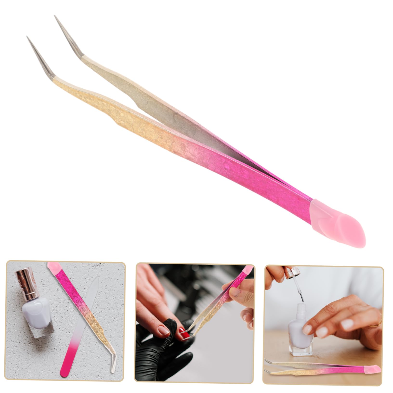 Precision Manicure Tweezers for Nail Stickers & Eyelash Extensions - Professional Nail Art Tweezers for Stickers, False Lashes & Beauty Applications - Perfect for Salon, Home Use & DIY Nail Designs