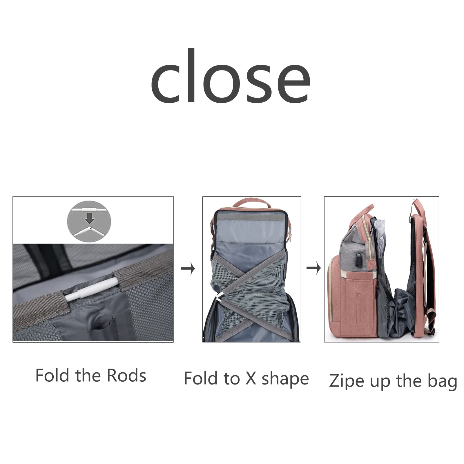 **Baby Diaper Backpack with Changing Station & USB Port - Large Capacity Travel Diaper Bag for Boys & Girls - Perfect Baby Shower Gift & Registry Essential for New Moms (Pink)**    *(Ideal for Travel, Daycare, Park Outings & Hospital Visits)*