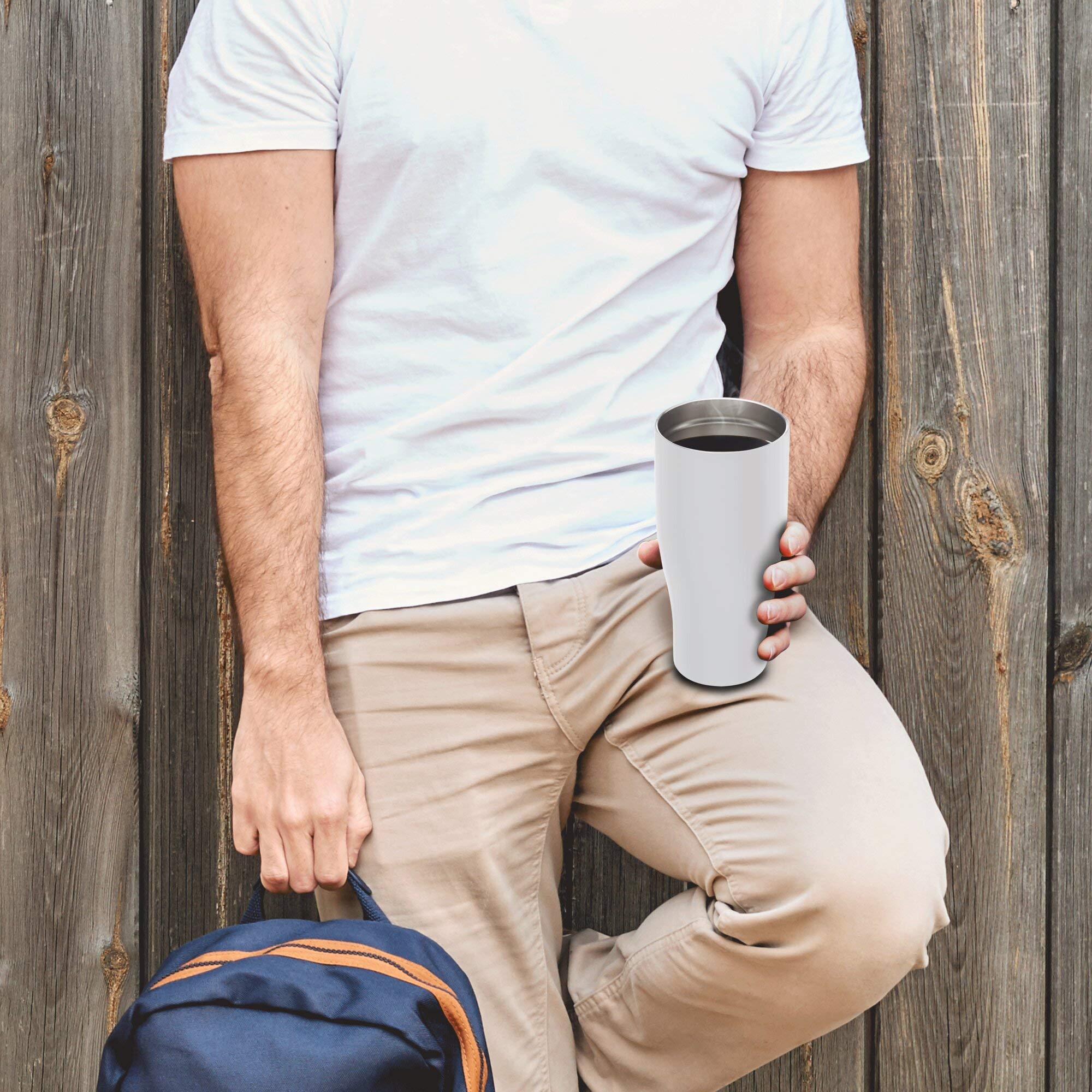 27 oz Stainless Steel Travel Mugs Set of 10 - Insulated Bulk Coffee Tumblers for Hot & Cold Beverages - Perfect for Office, Camping, Gym & Daily Commute - White