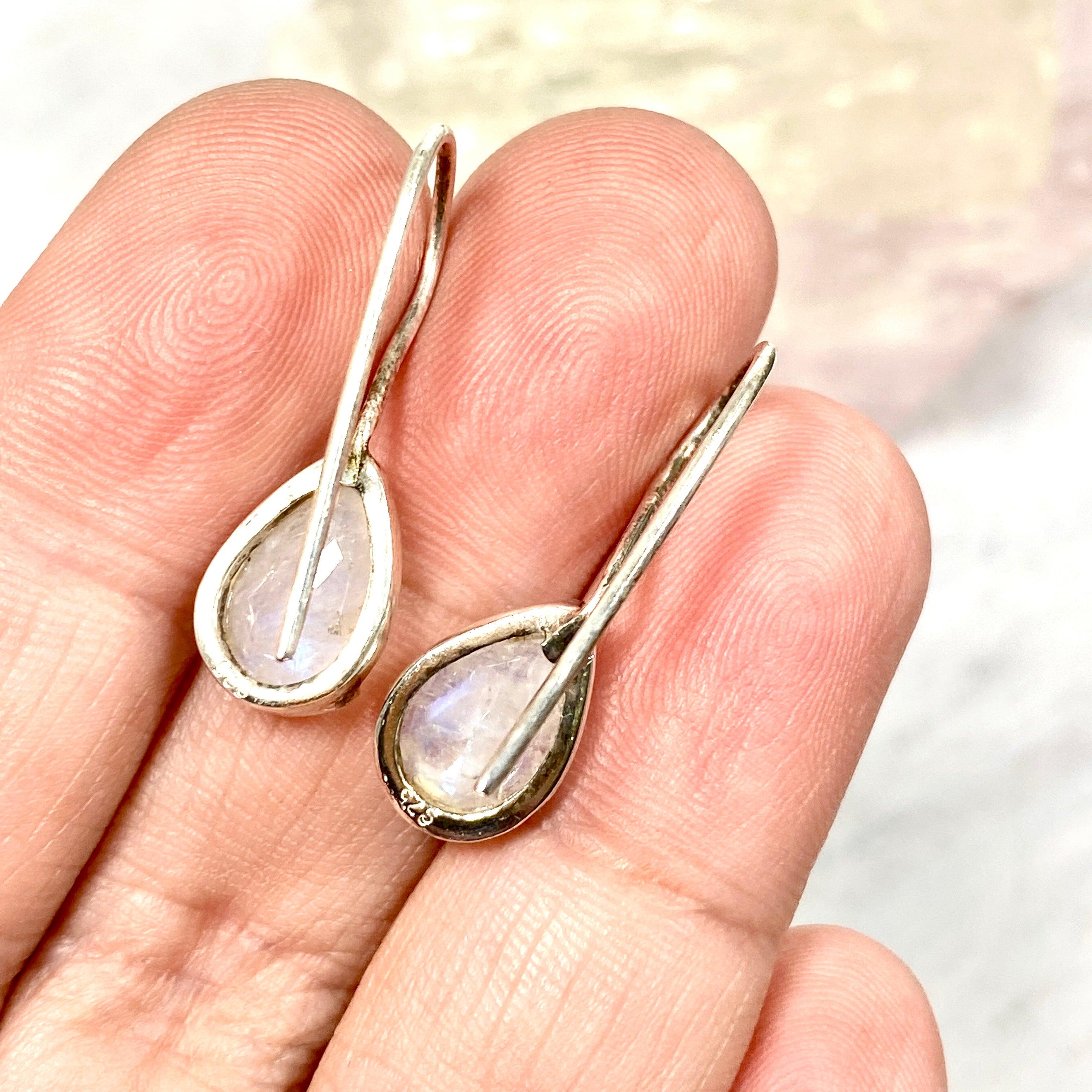 Moonstone Faceted Teardrop Earrings KEGJ888 - Elegant Dangle Jewelry for Women, Perfect for Weddings, Parties & Special Occasions